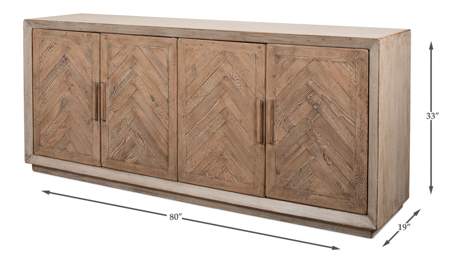 American Home Furniture | Sarreid - Hollis 4 Door Sideboard Stone Grey