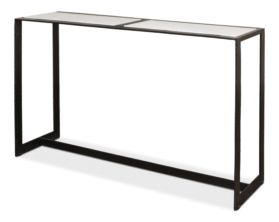 American Home Furniture | Sarreid - Ridged Iron Console Table - Large