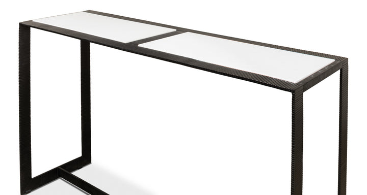 American Home Furniture | Sarreid - Ridged Iron Console Table - Large