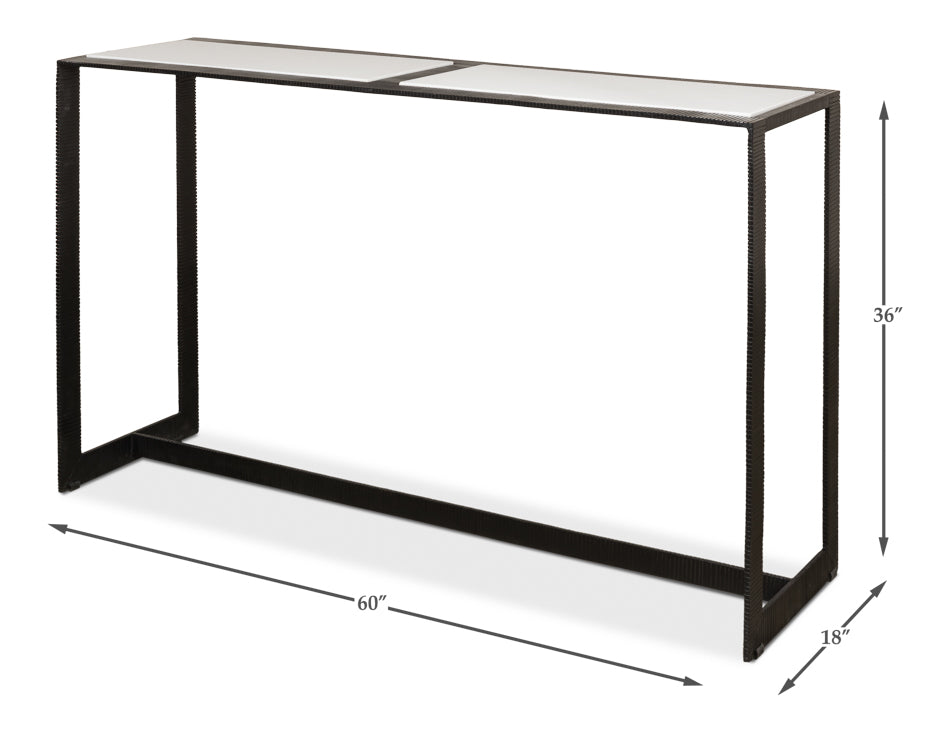 American Home Furniture | Sarreid - Ridged Iron Console Table - Large