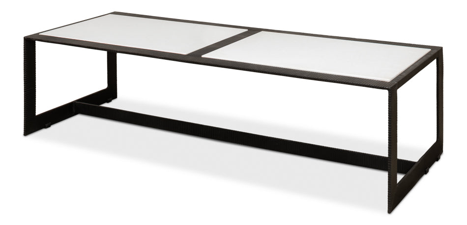 American Home Furniture | Sarreid - Ridged Iron Rectangular Coffee Table