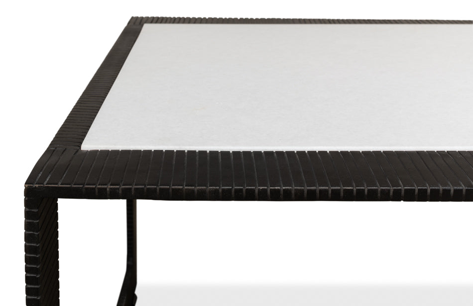 American Home Furniture | Sarreid - Ridged Iron Rectangular Coffee Table