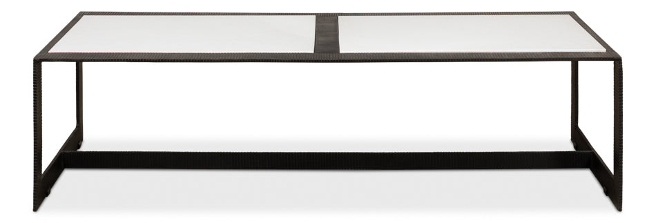 American Home Furniture | Sarreid - Ridged Iron Rectangular Coffee Table