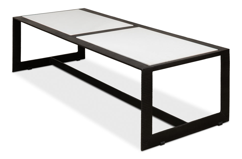 American Home Furniture | Sarreid - Ridged Iron Rectangular Coffee Table