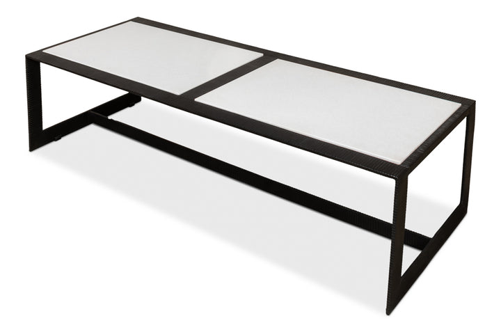 American Home Furniture | Sarreid - Ridged Iron Rectangular Coffee Table