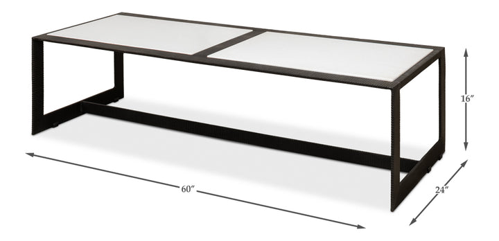 American Home Furniture | Sarreid - Ridged Iron Rectangular Coffee Table