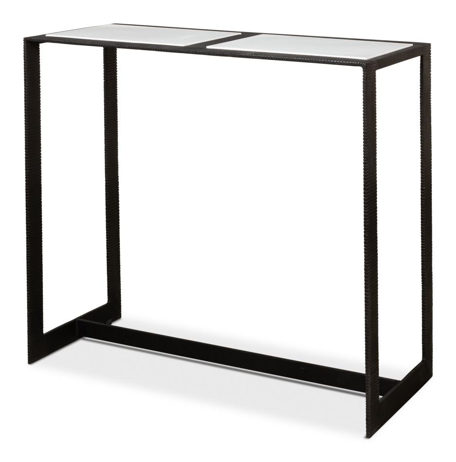 American Home Furniture | Sarreid - Ridged Iron Console Table - Small