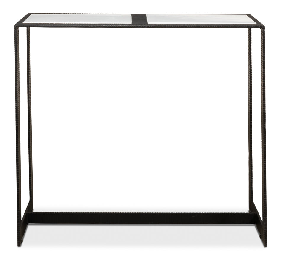 American Home Furniture | Sarreid - Ridged Iron Console Table - Small