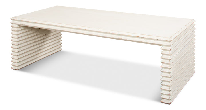 American Home Furniture | Sarreid - Stacked Cocktail Table - Antique White