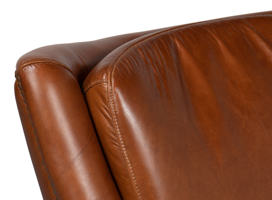 American Home Furniture | Sarreid - Baker Leather Swivel Chair Havana Lthr