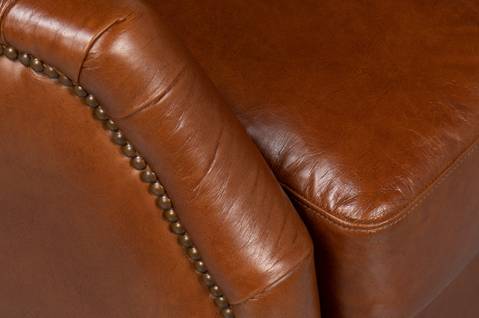 American Home Furniture | Sarreid - Baker Leather Swivel Chair Havana Lthr