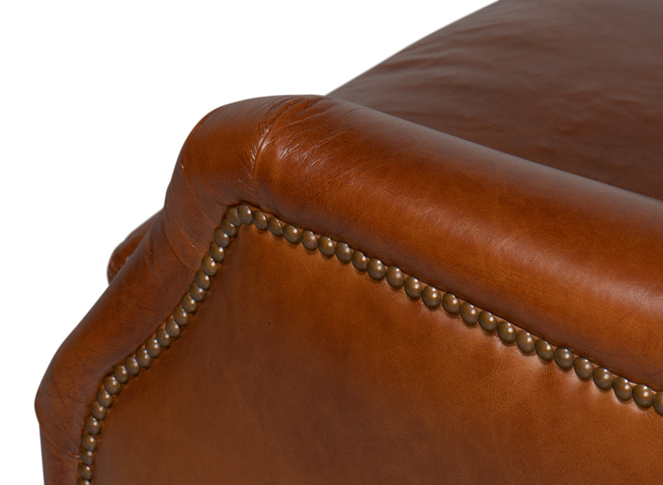 American Home Furniture | Sarreid - Baker Leather Swivel Chair Havana Lthr