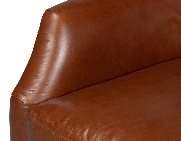 American Home Furniture | Sarreid - Baker Leather Swivel Chair Havana Lthr