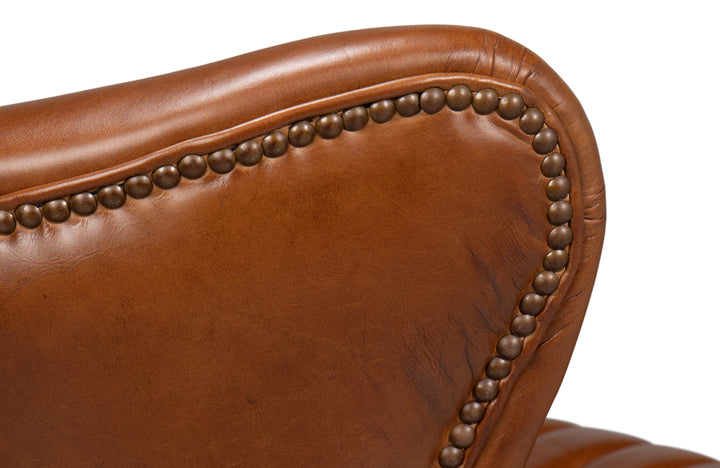 American Home Furniture | Sarreid - Bugatti Leather Swivel Chair