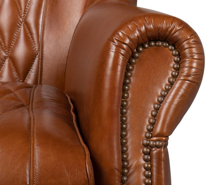 American Home Furniture | Sarreid - Bugatti Leather Swivel Chair