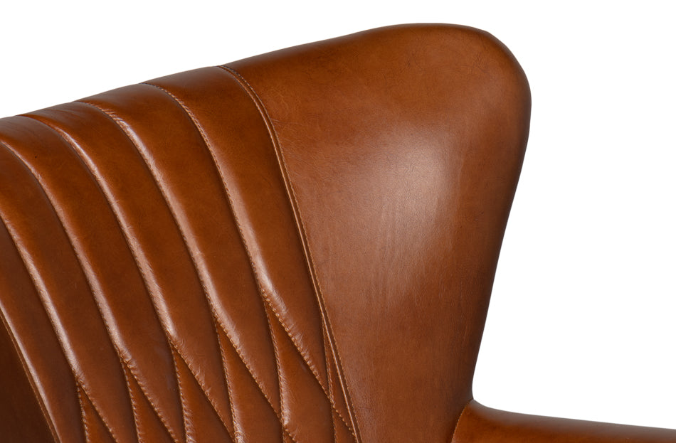 American Home Furniture | Sarreid - Bugatti Leather Swivel Chair