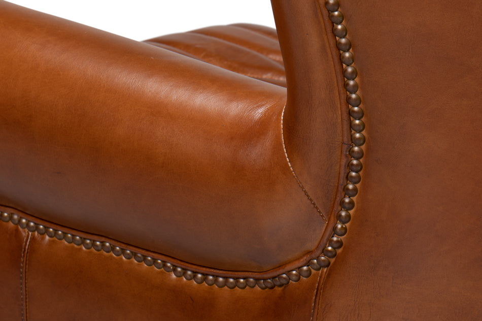 American Home Furniture | Sarreid - Bugatti Leather Swivel Chair