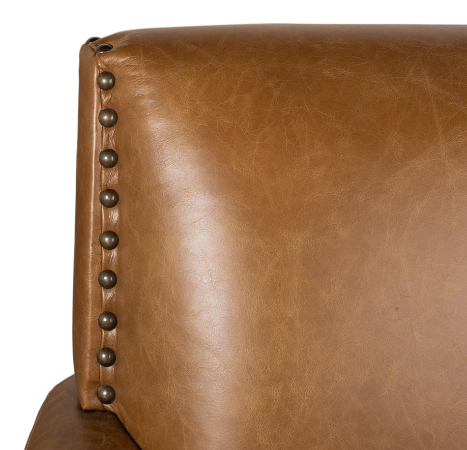 American Home Furniture | Sarreid - Coolidge Leather Swivel Chair - Cuba Brn 
