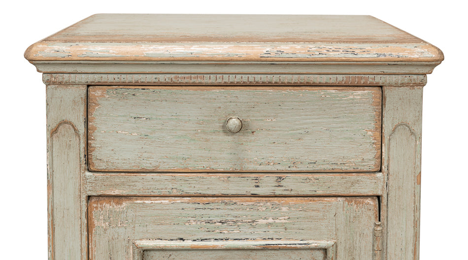 American Home Furniture | Sarreid - Ribbon One Door Commode - Sage