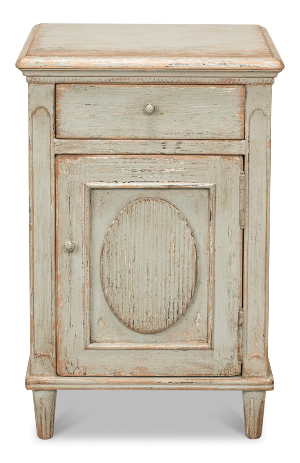 American Home Furniture | Sarreid - Ribbon One Door Commode - Sage