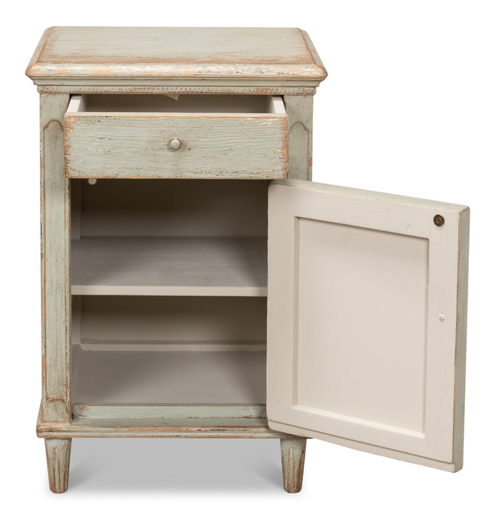 American Home Furniture | Sarreid - Ribbon One Door Commode - Sage