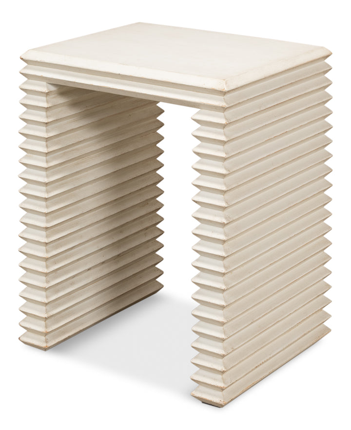 American Home Furniture | Sarreid - Stacked Side Table - Antique White