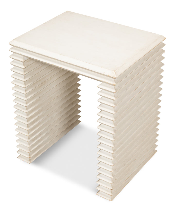 American Home Furniture | Sarreid - Stacked Side Table - Antique White