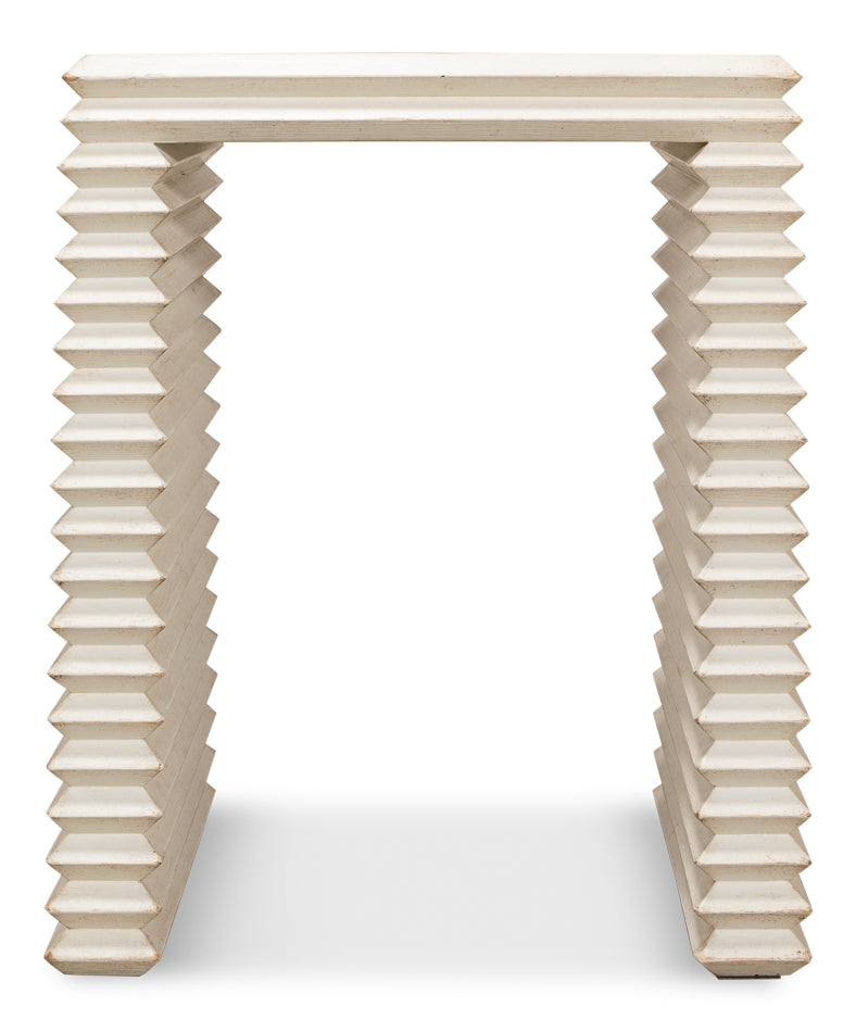 American Home Furniture | Sarreid - Stacked Side Table - Antique White