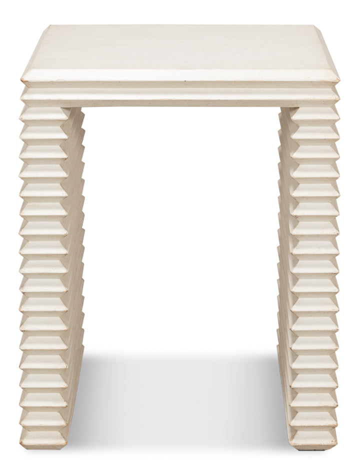 American Home Furniture | Sarreid - Stacked Side Table - Antique White