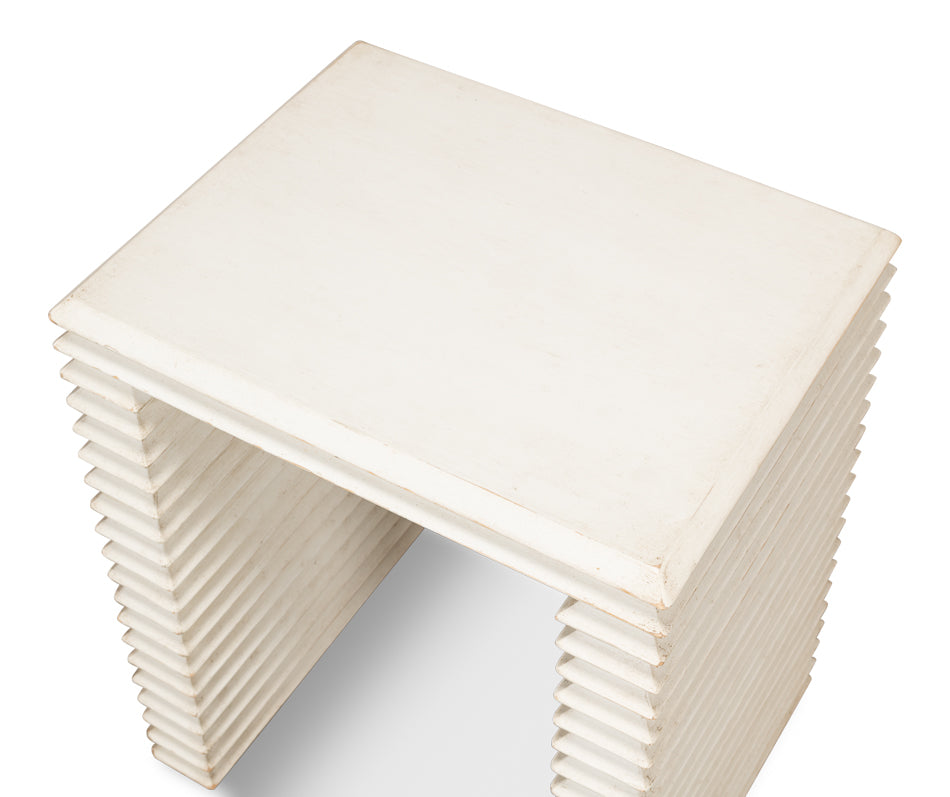 American Home Furniture | Sarreid - Stacked Side Table - Antique White