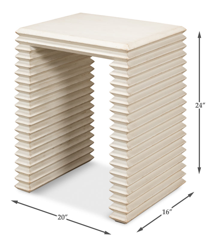 American Home Furniture | Sarreid - Stacked Side Table - Antique White