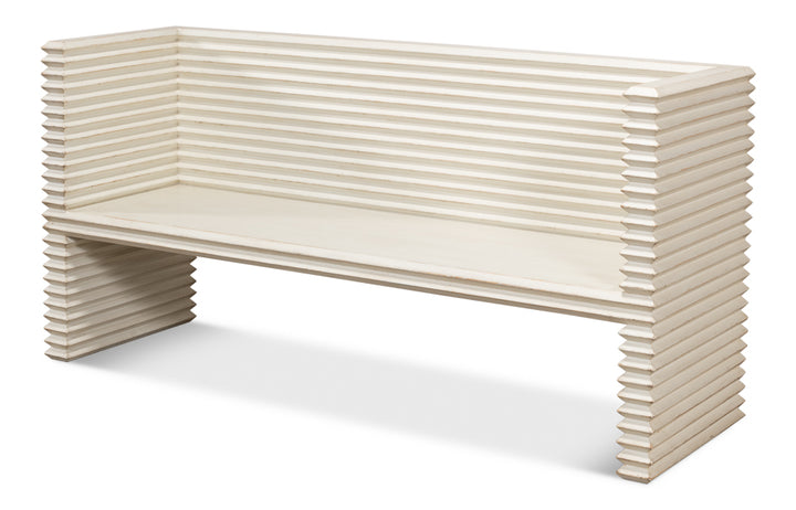 American Home Furniture | Sarreid - Stacked Bench - Antique White