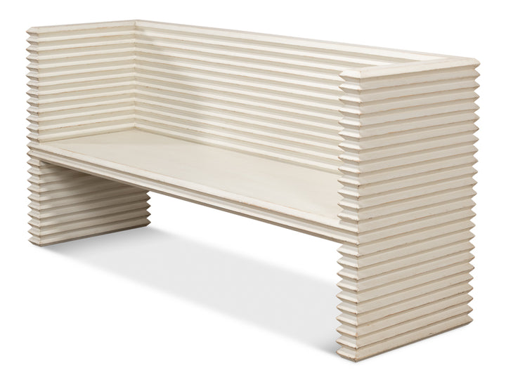 American Home Furniture | Sarreid - Stacked Bench - Antique White