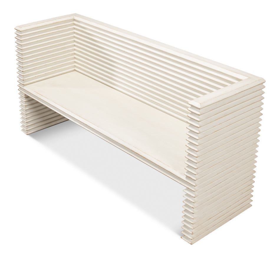 American Home Furniture | Sarreid - Stacked Bench - Antique White