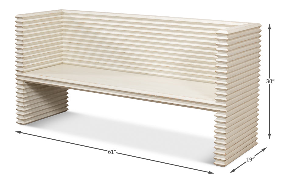 American Home Furniture | Sarreid - Stacked Bench - Antique White