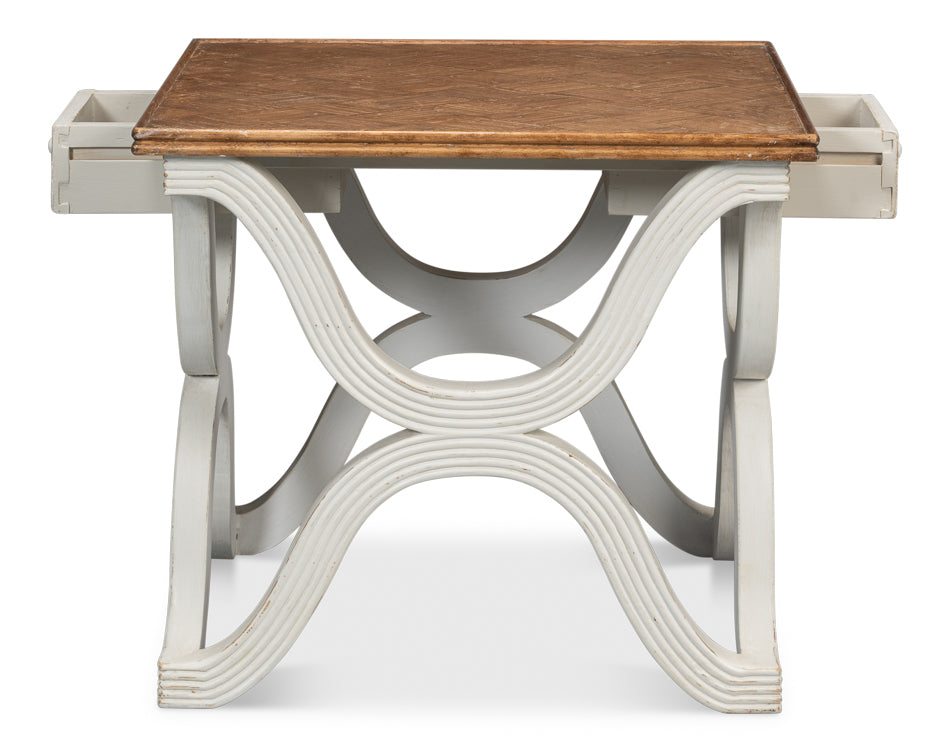 American Home Furniture | Sarreid - Wavy Side Table - Antique White