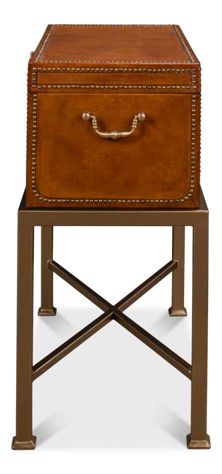 American Home Furniture | Sarreid - Remington Leather Box On Stand