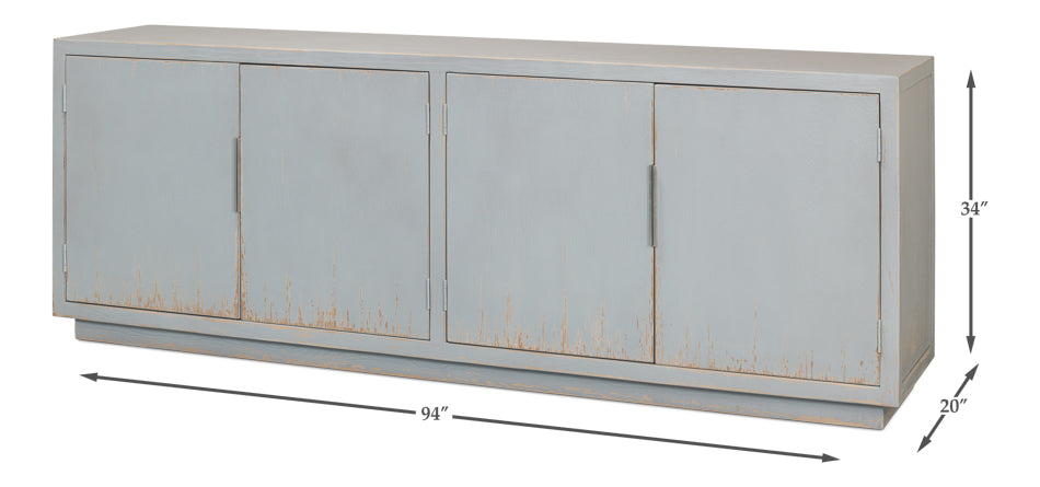 American Home Furniture | Sarreid - Maldives 4 Door Sideboard - Eros Blue