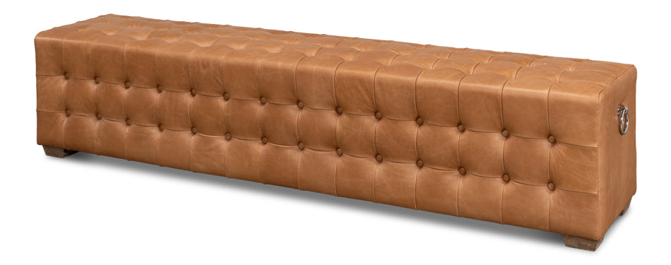 American Home Furniture | Sarreid - Beam Bench Tufted Leather