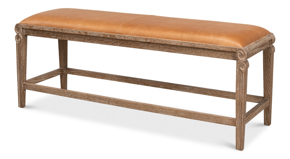 American Home Furniture | Sarreid - Smith Building Parlor Bench - Leather