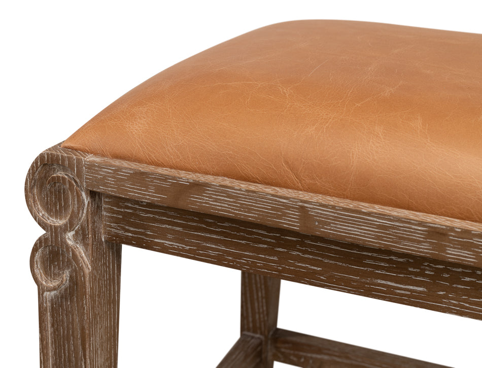 American Home Furniture | Sarreid - Smith Building Parlor Bench - Leather