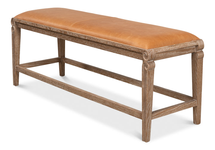 American Home Furniture | Sarreid - Smith Building Parlor Bench - Leather