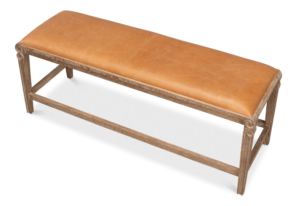 American Home Furniture | Sarreid - Smith Building Parlor Bench - Leather