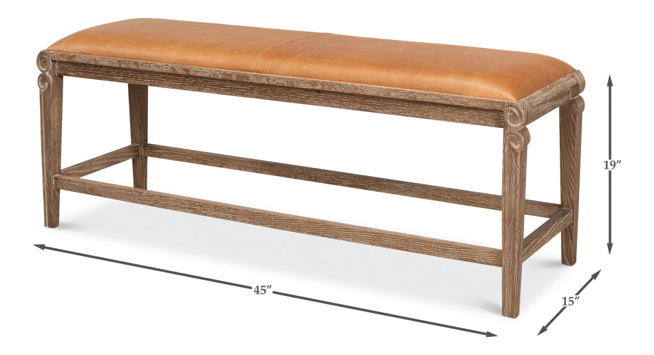 American Home Furniture | Sarreid - Smith Building Parlor Bench - Leather