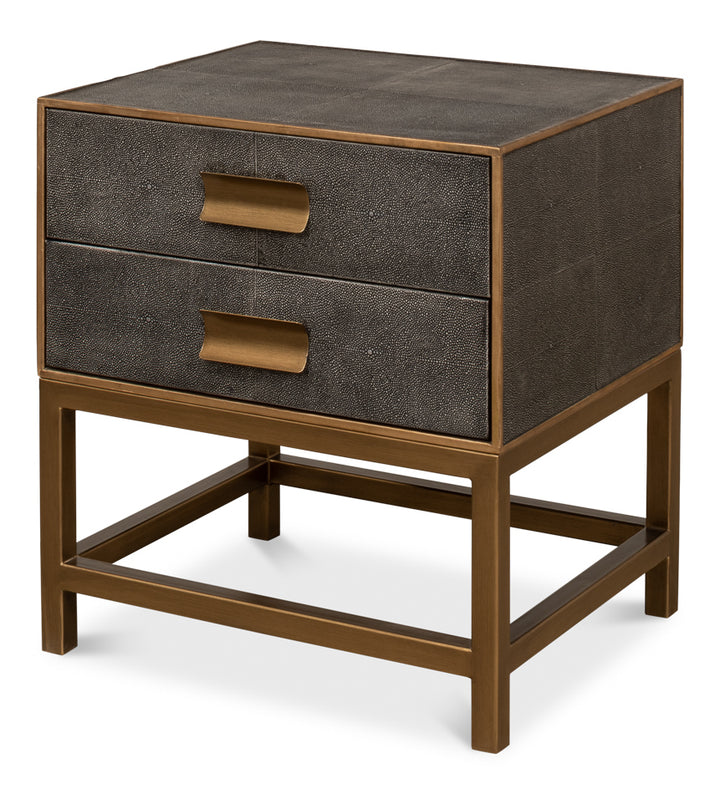 American Home Furniture | Sarreid - Gideon Shagreen Side Table - Antique Grey