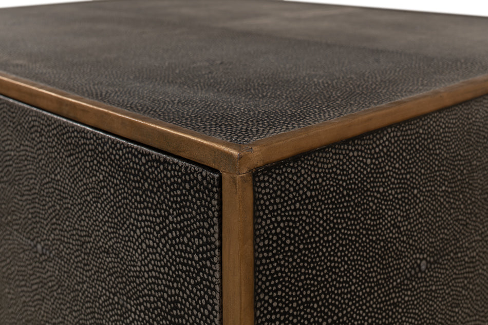 American Home Furniture | Sarreid - Gideon Shagreen Side Table - Antique Grey