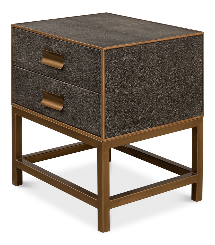 American Home Furniture | Sarreid - Gideon Shagreen Side Table - Antique Grey