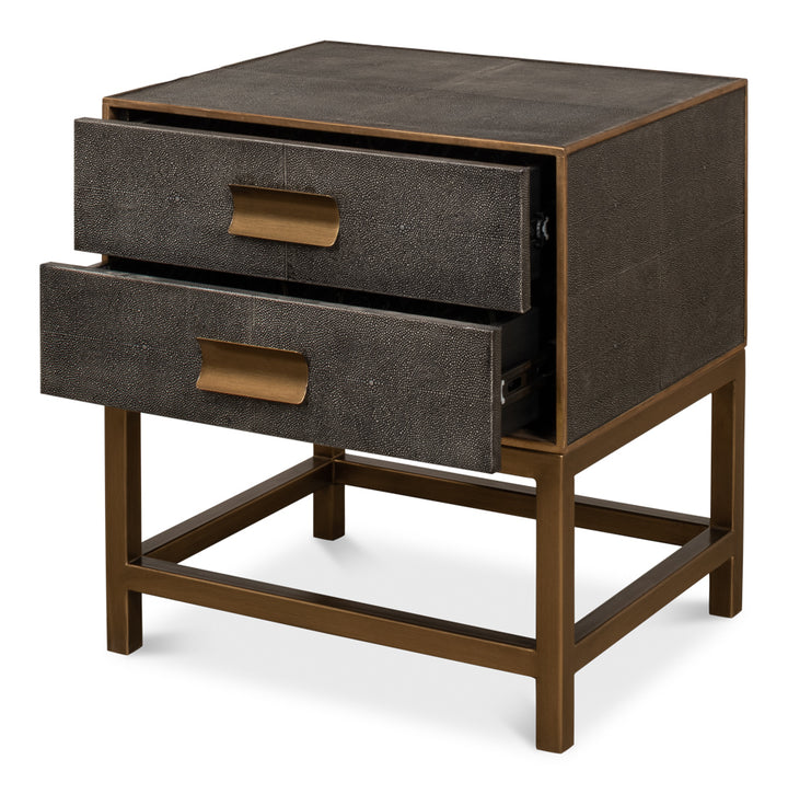 American Home Furniture | Sarreid - Gideon Shagreen Side Table - Antique Grey