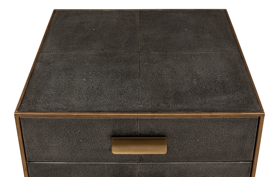 American Home Furniture | Sarreid - Gideon Shagreen Side Table - Antique Grey