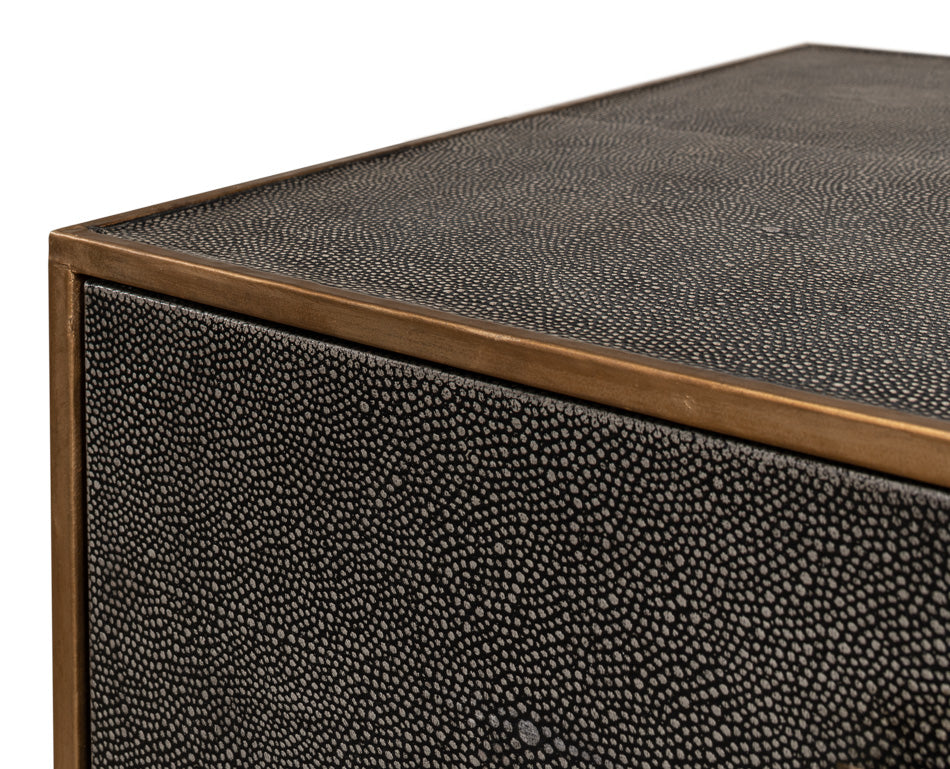 American Home Furniture | Sarreid - Gideon Shagreen Side Table - Antique Grey